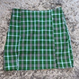 Plad green shein skirt